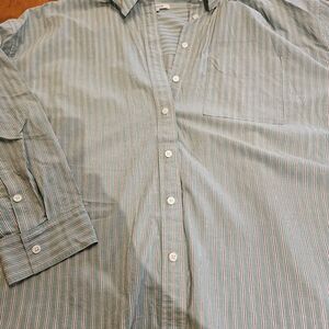 Madewell Green Striped Button-Down Shirt